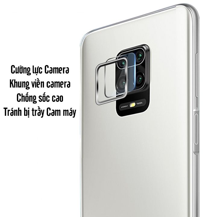 Bộ bảo vệ Camera Xiaomi Redmi Note 9S Cường Lực CAMERA - Khung viền Nhôm CAMERA