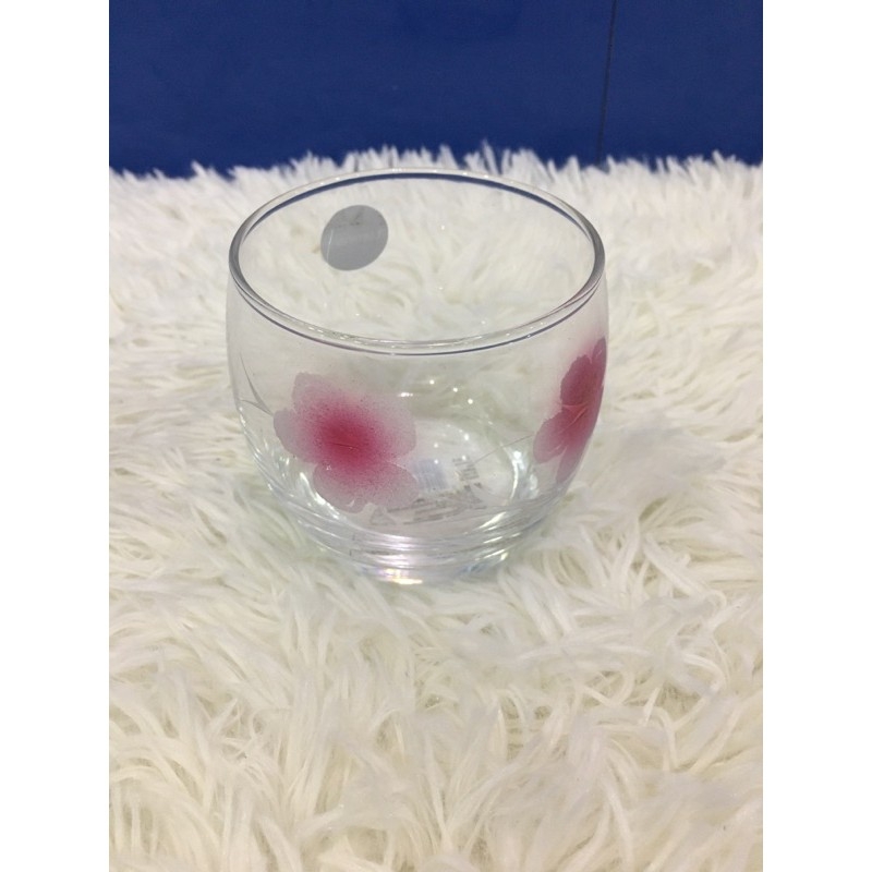 Ly thuỷ tinh lùn in hoa hồng