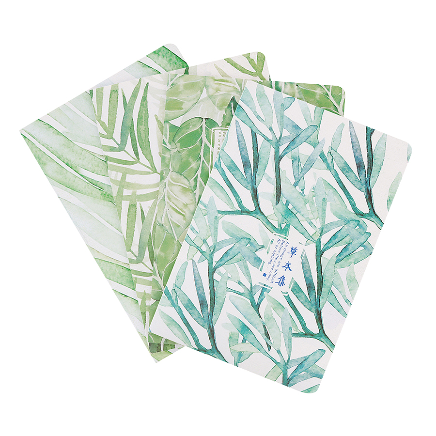 Combo 4 Cuốn Sổ Tay 60 Trang Vintage A5 - Leaves (14 x 21 cm)