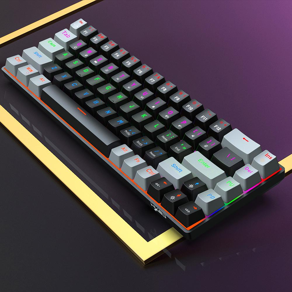 HXSJ V800 Wired Mechanical Keyboard 68 Keys RGB Gaming Keyboard with Detachable Type-C Cable ABS Keycap