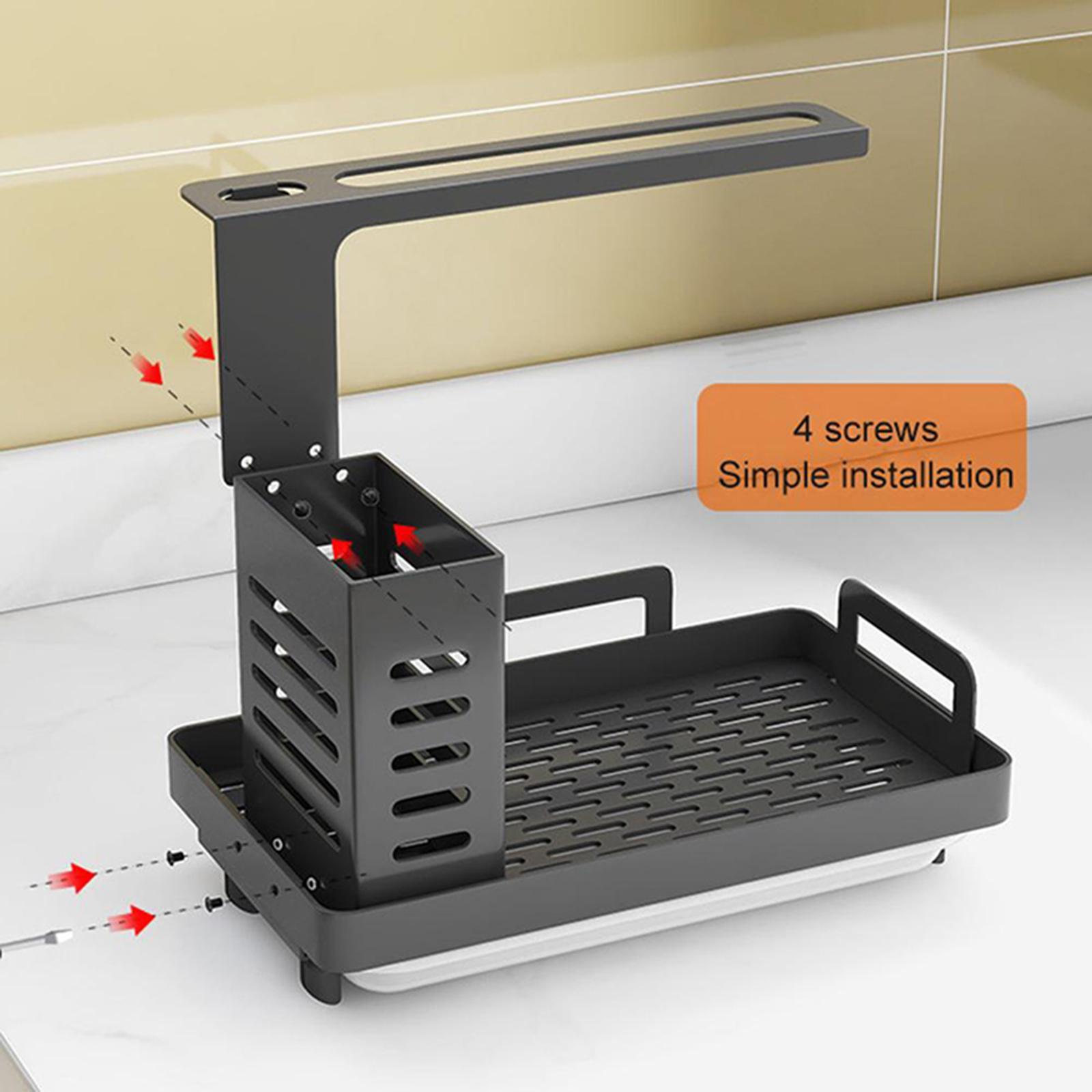 2-3pack Simple Kitchen Sink Organizer for Sink Soap Brush Holder with Drain Pan