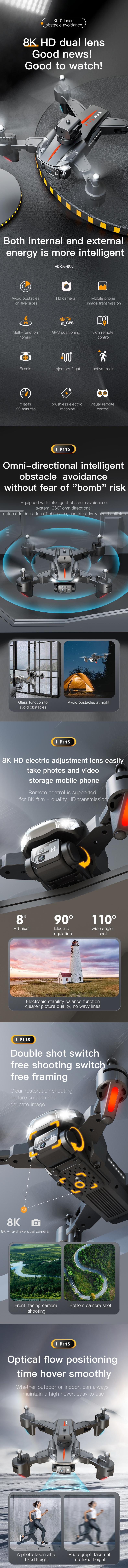 KBDFA P11S Drone 8K HD Camera Tránh Chướng Ngại Vật FPV Chụp Ảnh Trên Không Máy Bay Trực Thăng RC Chuyên Nghiệp Có Thể Gập Lại Quadcopter Đồ Chơi Dron