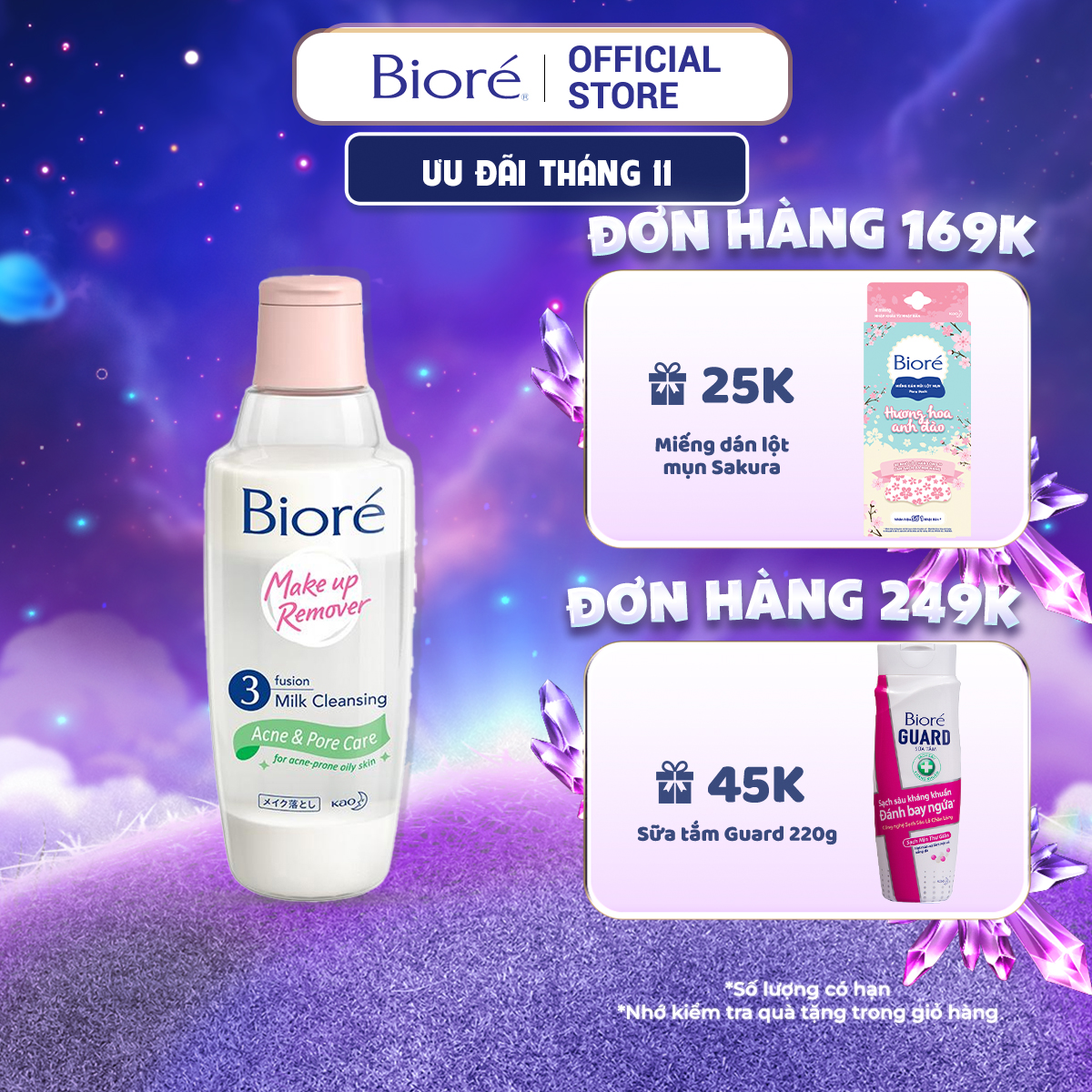 Bioré Nước Tẩy Trang 3 Lớp Sạch Sâu Ngừa Mụn Bioré Make Up Remover Acne & Pore Care