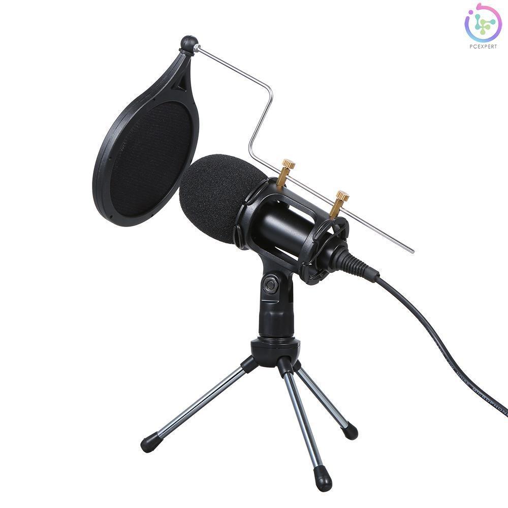 Bộ micro âm thanh có dây 3.5mm sử dụng cho KTV karaoke kèm giá đỡ cho PC điện thoại