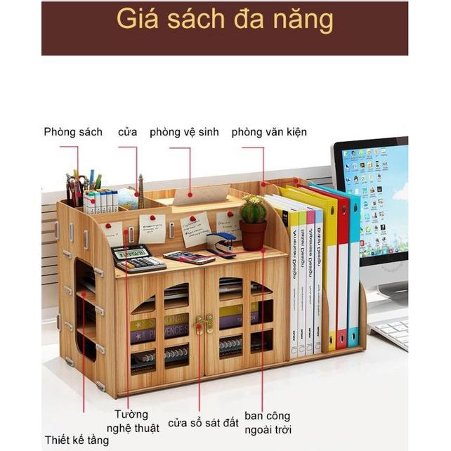Giá sách đa năng văn phòng nhà cửa Gỗ anh đào