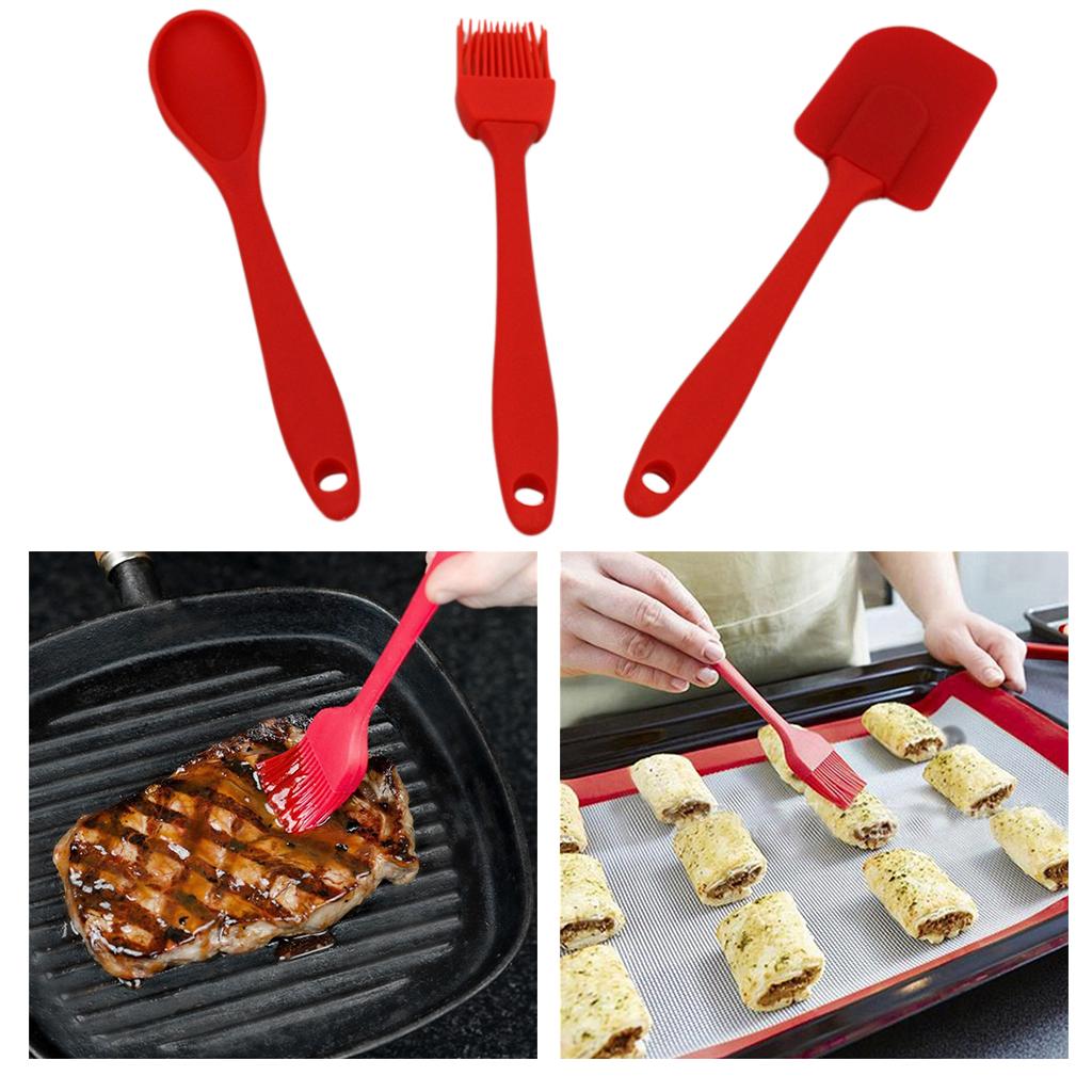 3-in-1 Nonstick Kitchenware Kitchen Ware Scraping Spoon Set Heat-resistant Brush