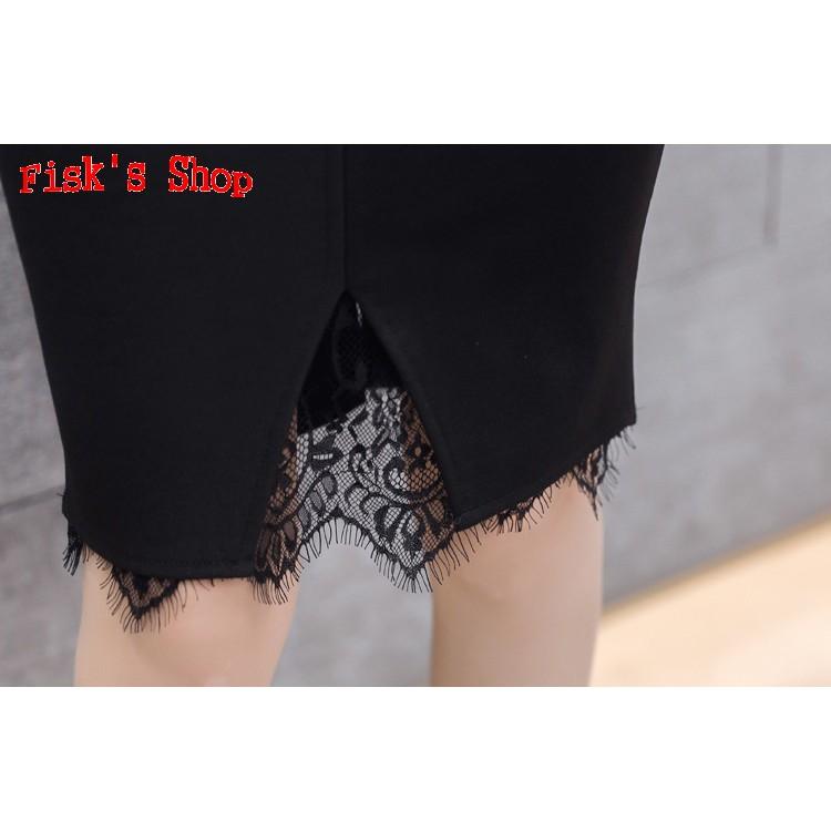 Chân váy ren sẻ vạt trước