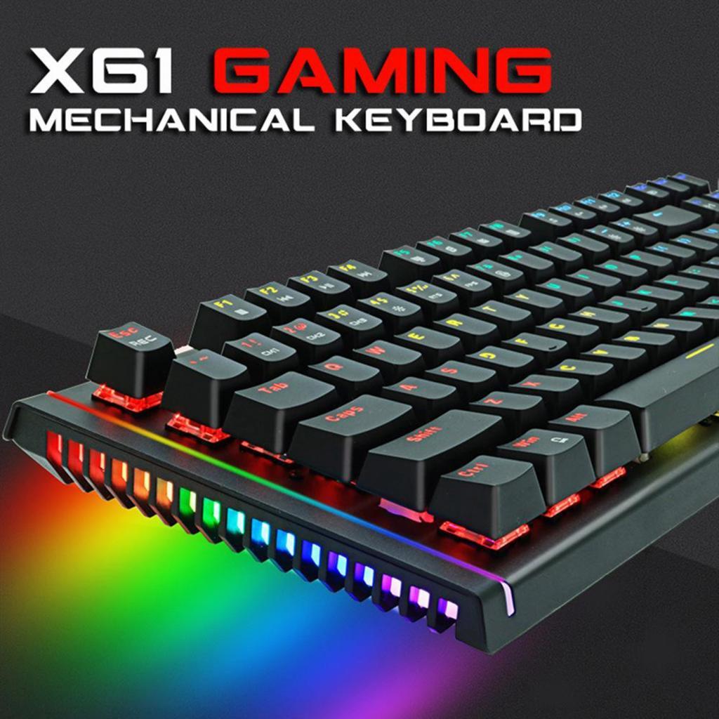 Mechanical Gaming Keyboard 104 Keys RGB Backlit Metal Surface Plate Anti-Ghosting