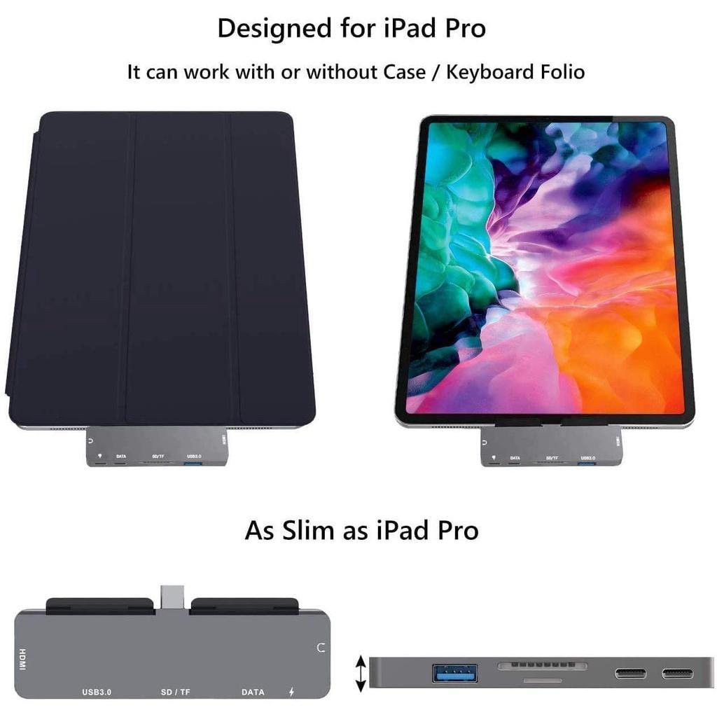 7 Trong 1 Bộ Chia Cổng USB Type C HUB Cho tablet táo Air 4 10,9 mini 6 Pro 11 12,9 2018 2020 2021 Cổng Tai Nghe 3.5mm