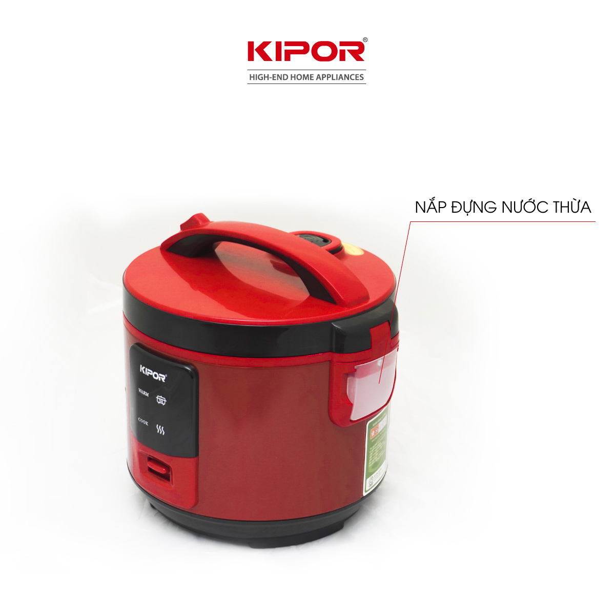 Nồi cơm điện KIPOR KP-N1512 - 1.2L - Lớp chống dính TEFLON 5 lớp lòng nồi dầy 3mm nặng 690G toả nhiệt đều cho 2-3 người ăn - Hàng chính hãng