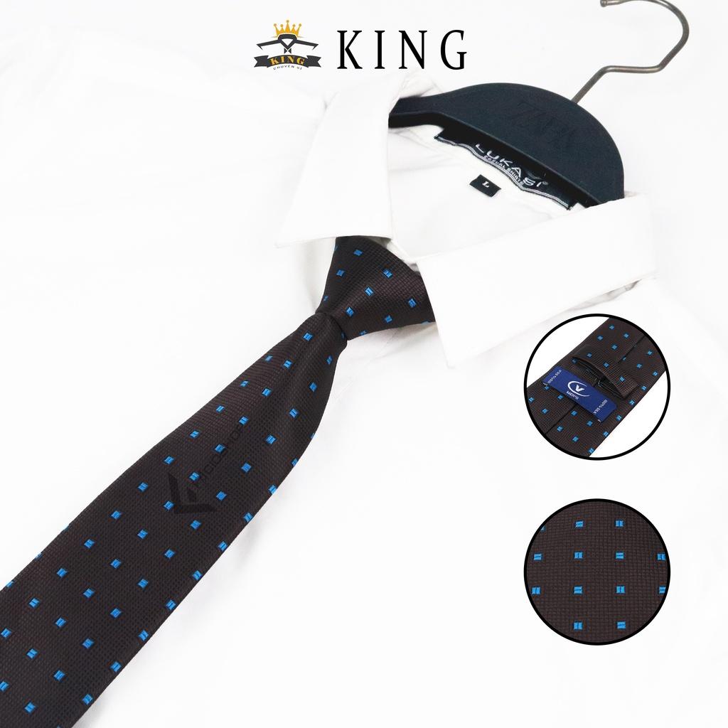 Cà vạt nam xanh đen KING bản 8cm, cravat nam, cravat cao cấp giá rẻ C008