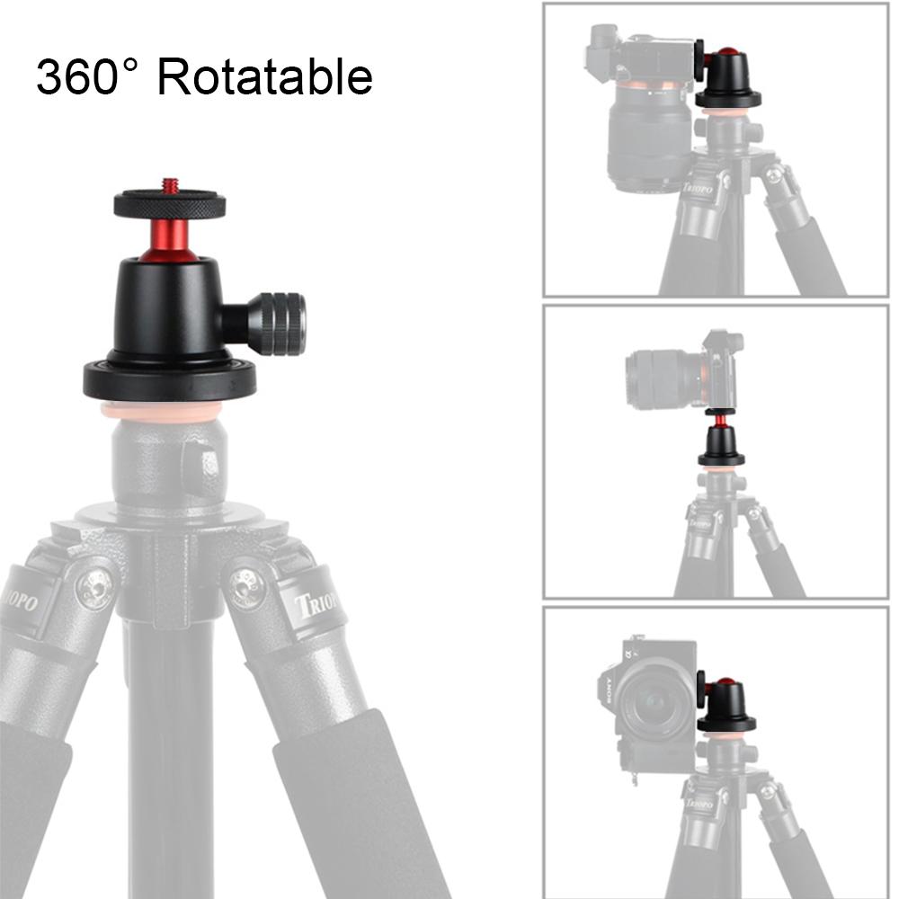 Mini Aluminum Alloy Ball Head 360 Degree Rotatable Panoramic Ball Head with Bubble Level for DSLR LIDC Camera Tripod