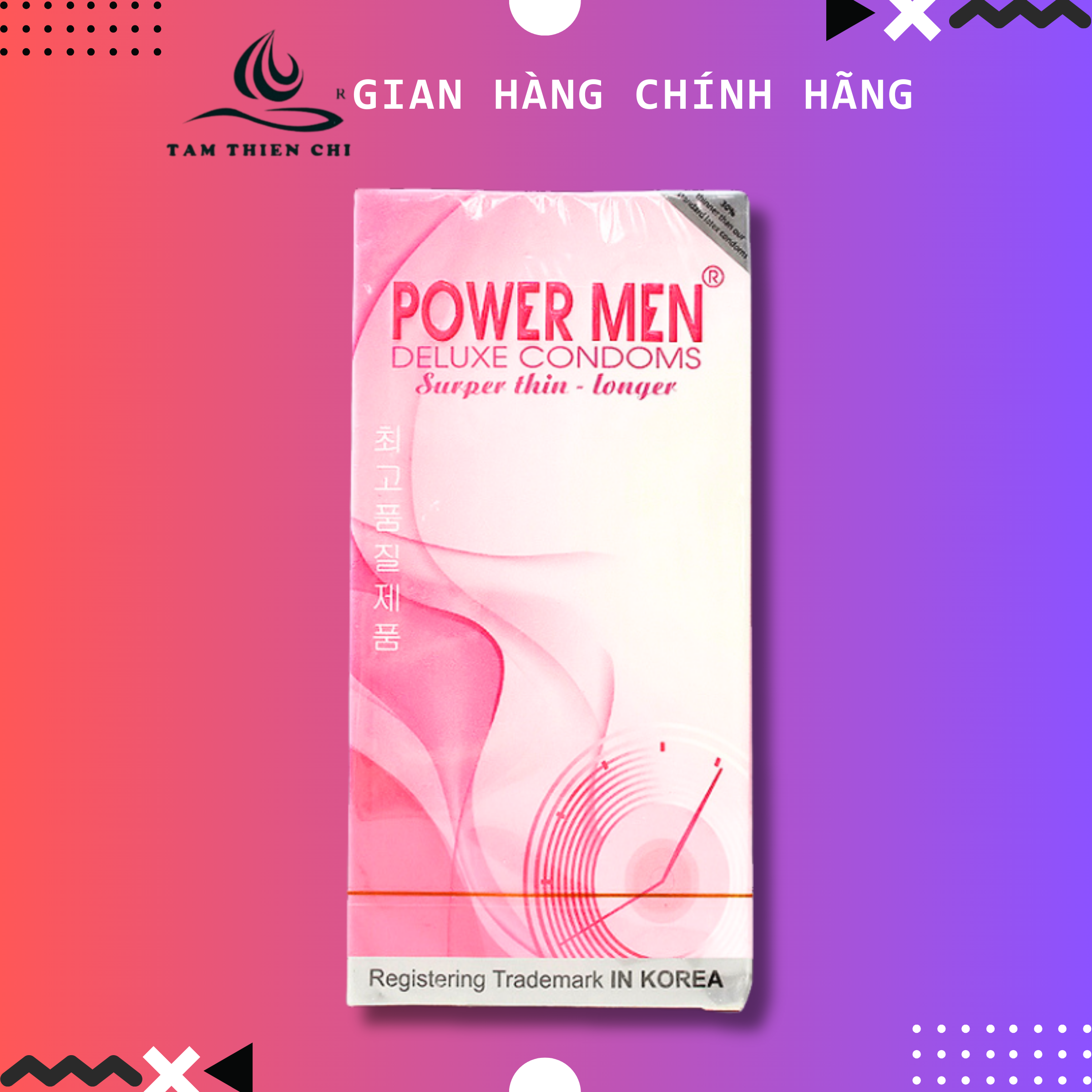 Hình ảnh Bao cao su siêu mỏng kéo dài hồng Powermen Superthin Longshock (hộp 12 cái)