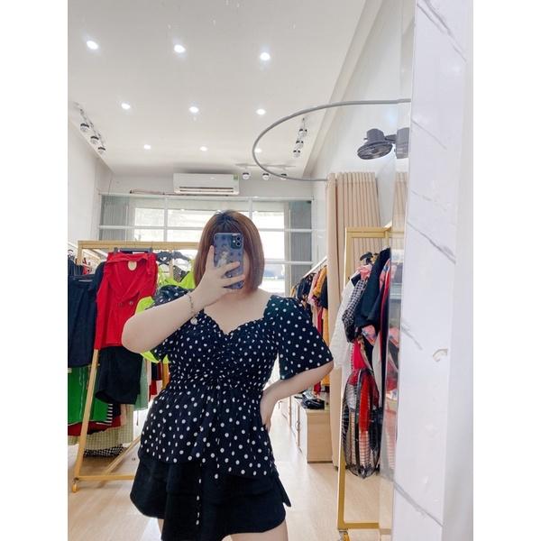 Áo nhún hoa nhí Bigsize tay ngắn 50-85kg form peplum. Hình thật Bụ Bẫm shop