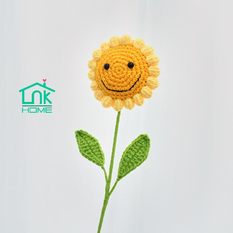 Hoa hướng dương đan len handmade hình mặt cười