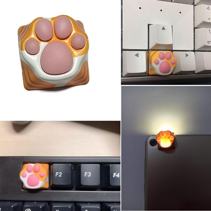 HSV Personality Customized Aluminum Silicone Kitty Paw Artisan Backlight Keycap Cat Paws Pad Keyboard keyCaps for Cherry MX Switches