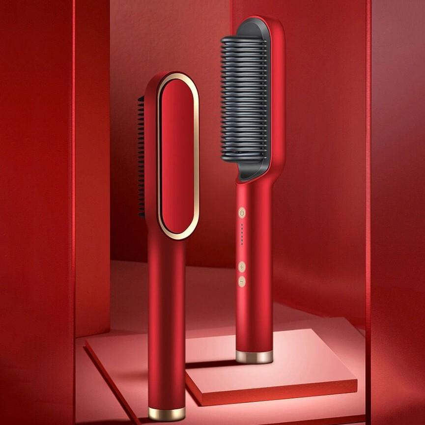 Lược điện - Lược duỗi thẳng tóc 2 in 1 Công cụ tạo kiểu chải tóc, Máy ép duỗi tóc thẳng Máy Duỗi Tóc