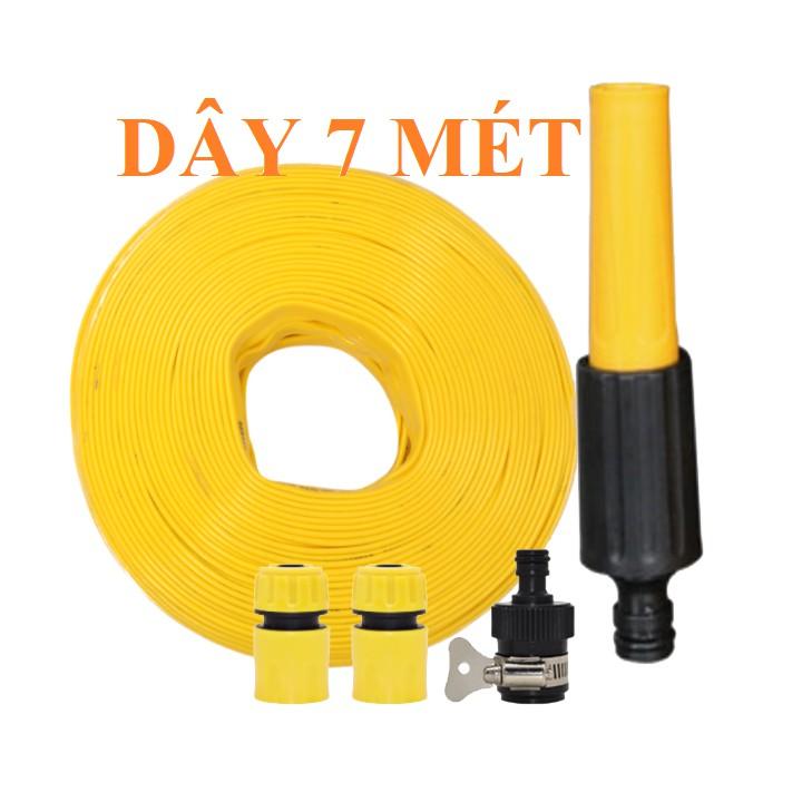 ️Evoucher Bộ dây vòi xịt nước rửa xe, tưới cây , tăng áp 3 lần, loại 7m, 10m 206622-5 cút sập,nối đen+ móc khoá