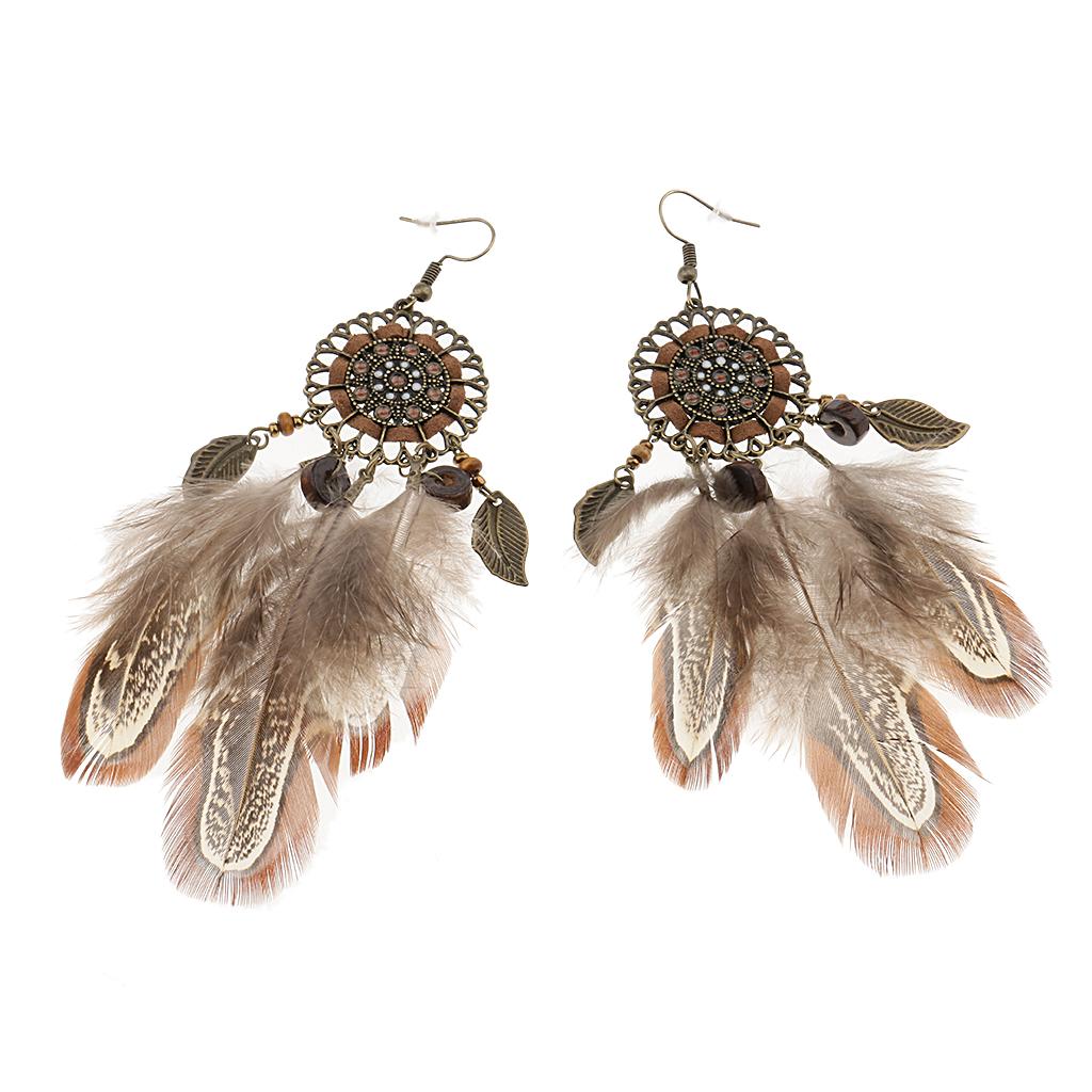 Retro Long Earrings Fashion Feather Earrings Bohemian Ethnic Tassel Earrings