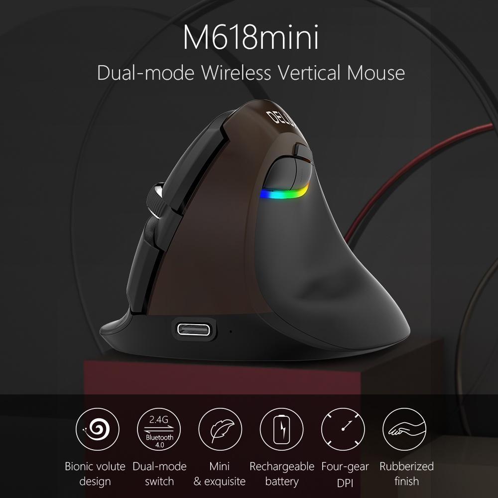 Chuột không dây Delux M618 hỗ trợ kết nối bluetooth với đầu cắm type-c có đèn RGB chuyên nghiệp