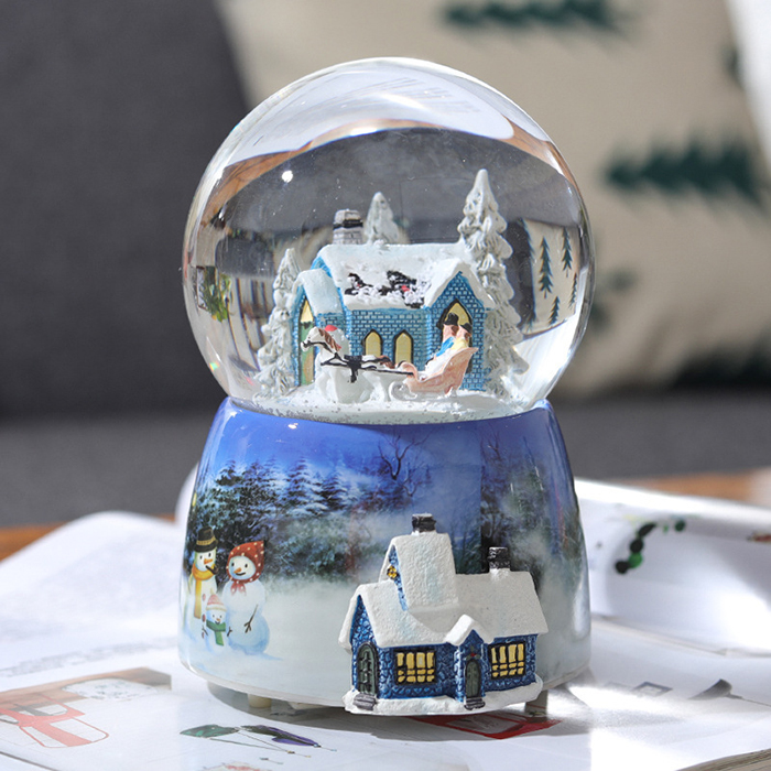 Hộp nhạc quả cầu tuyết giáng sinh kèm đế xoay tròn