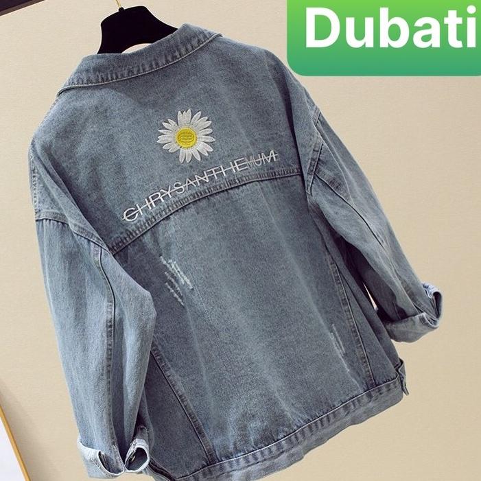 ÁO KHOÁC JEAN NAM NỮ CHẤT BÒ THÊU HOA CÚC CHỮ SAU LƯNG PHONG CÁCH CAO CẤP NHẬT BẢN- DUBATI FASHION