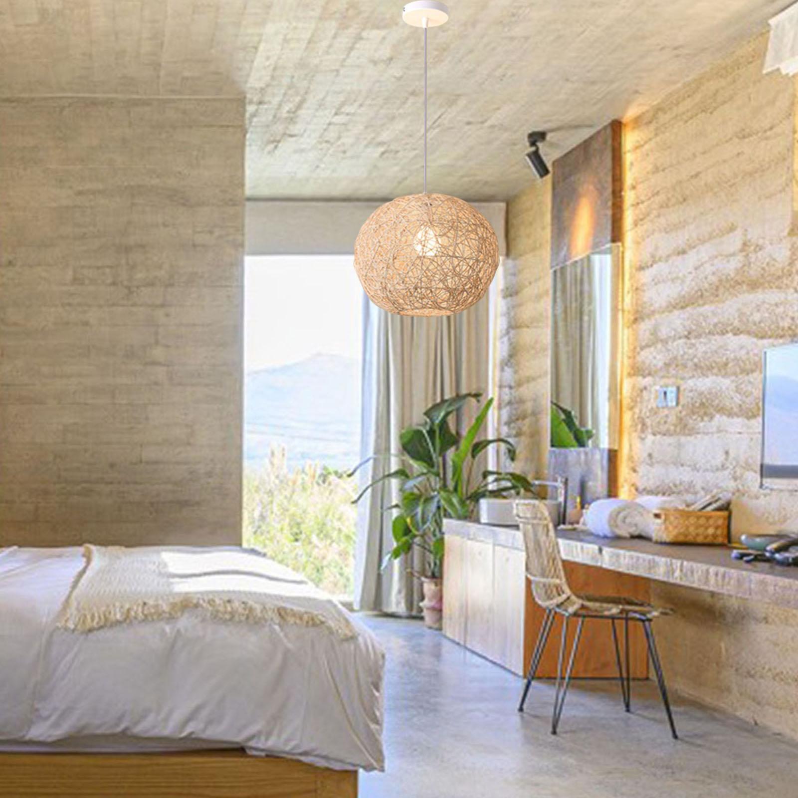 Rustic Style Pendant Light, Ceiling Lighting Hanging Rattan Chandelier for Bar Kitchen