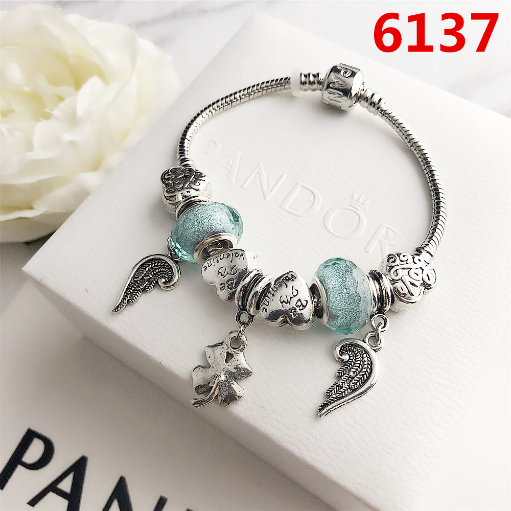 Vòng Tay Bạc Pan Nữ đính cườm S925 Bạc Retro DIY Glass Bead Bracelet - Hàng Cao Cấp- Cung Cấp Bởi AmandaC Life