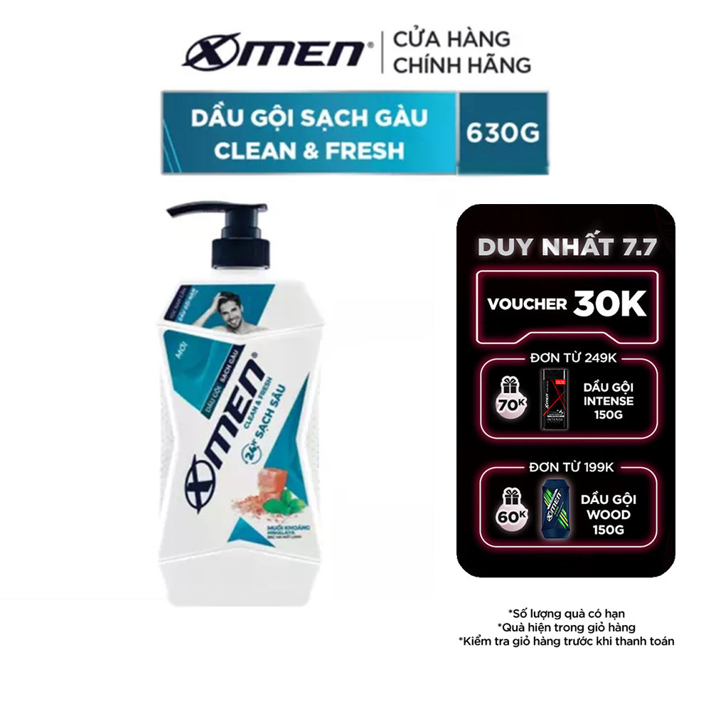 Dầu gội Sạch Gàu X-Men Clean & Fresh 24h Sạch Sâu 630g