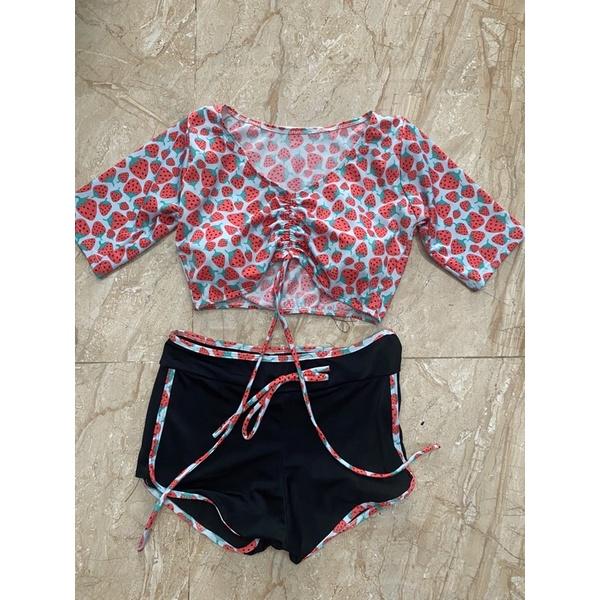 Đồ bơi nữ tay ngắn kín đáo nhiều hình- Bikini đi biển in hình đẹp- shopnabi