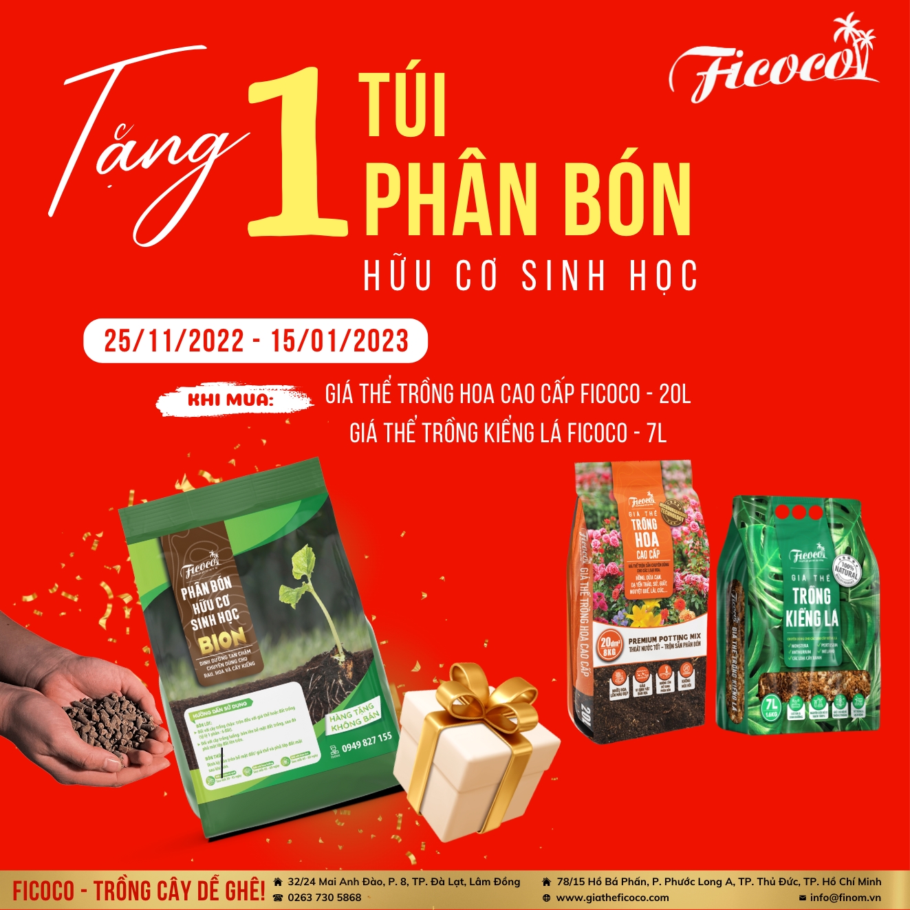 GIÁ THỂ TRỒNG HOA CAO CẤP - FICOCO