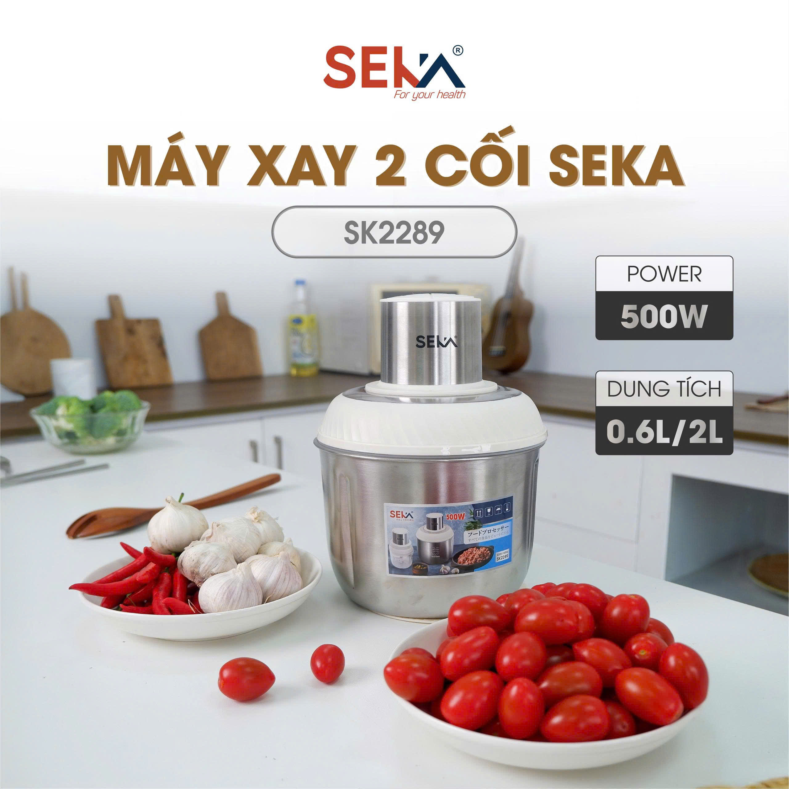 (Phiên Bản Mới 2026) Máy Xay Thịt Đa Năng SEKA SK2289 (SK2287) Cối inox 2L Thủy Tinh 0.6L - Hàng Chính Hãng Bảo Hành 2 Năm