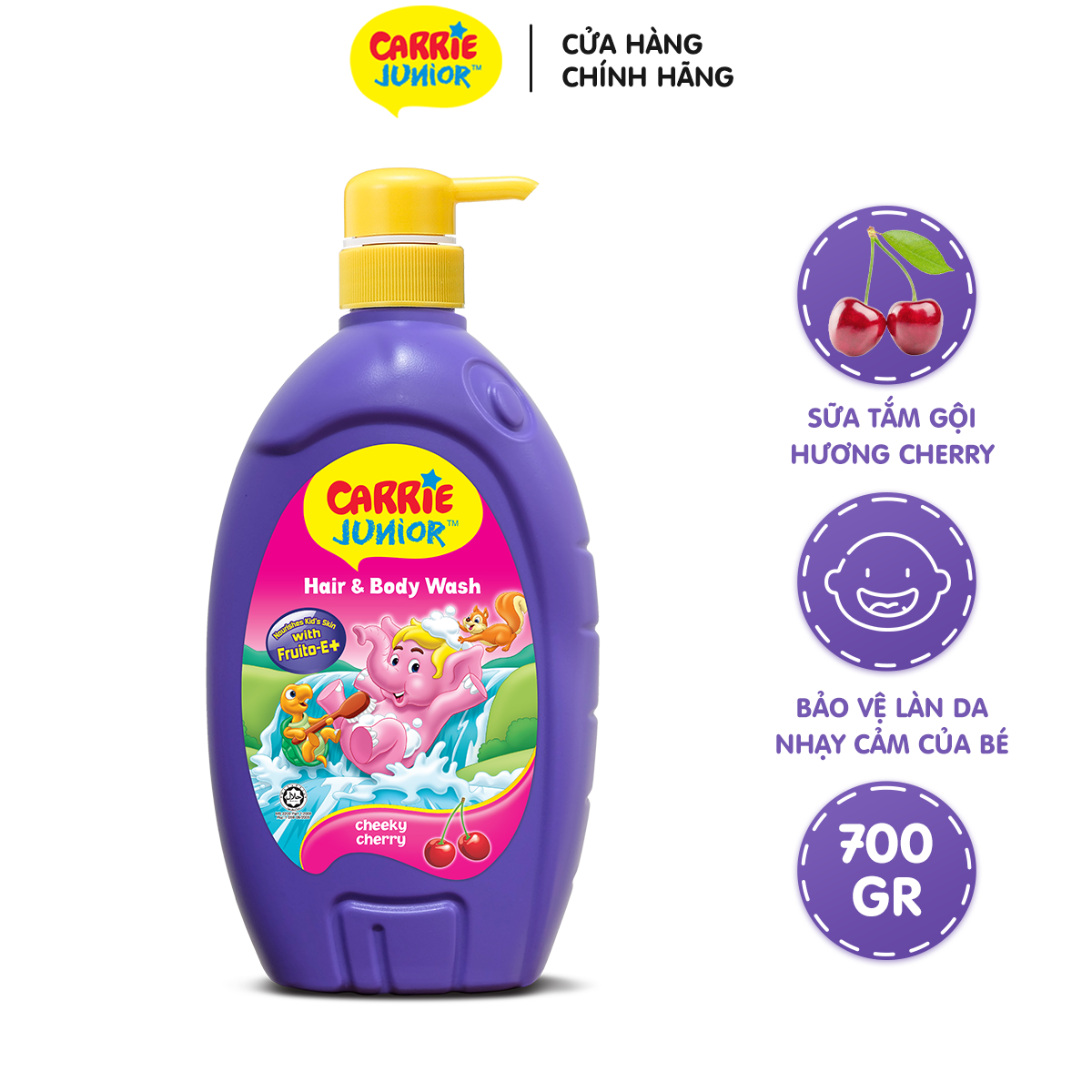 Chai Sữa Tắm Gội Cho Bé Carrie Junior hương Cherry 700g