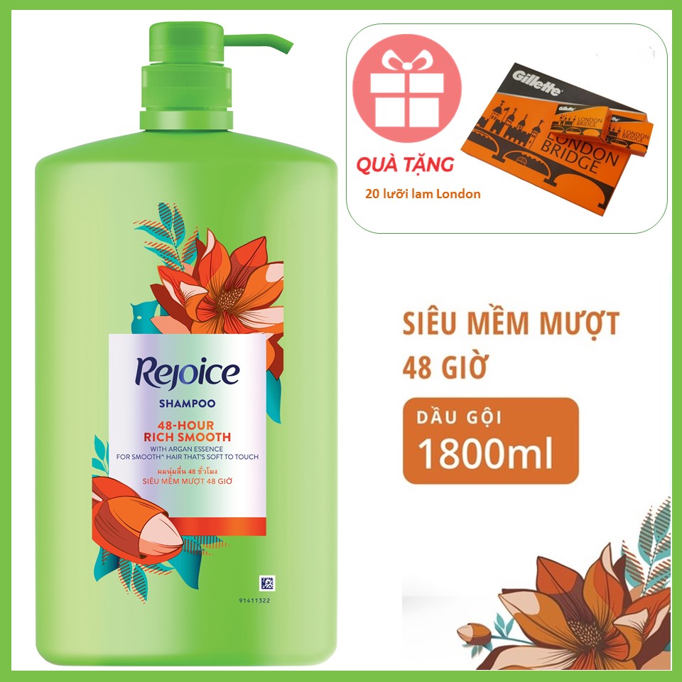 Dầu gội siêu to Rejoice Siêu mượt 1800ml tặng kèm 20 hộp lam London