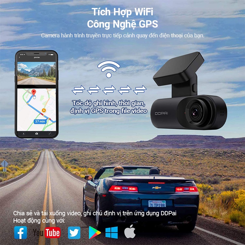 Camera Hành Trình Ô Tô Sothing DDPAI Dash Cam N3 GPS / N3 Pro GPS Độ Phân Giải 1600P- Hàng Chính Hãng