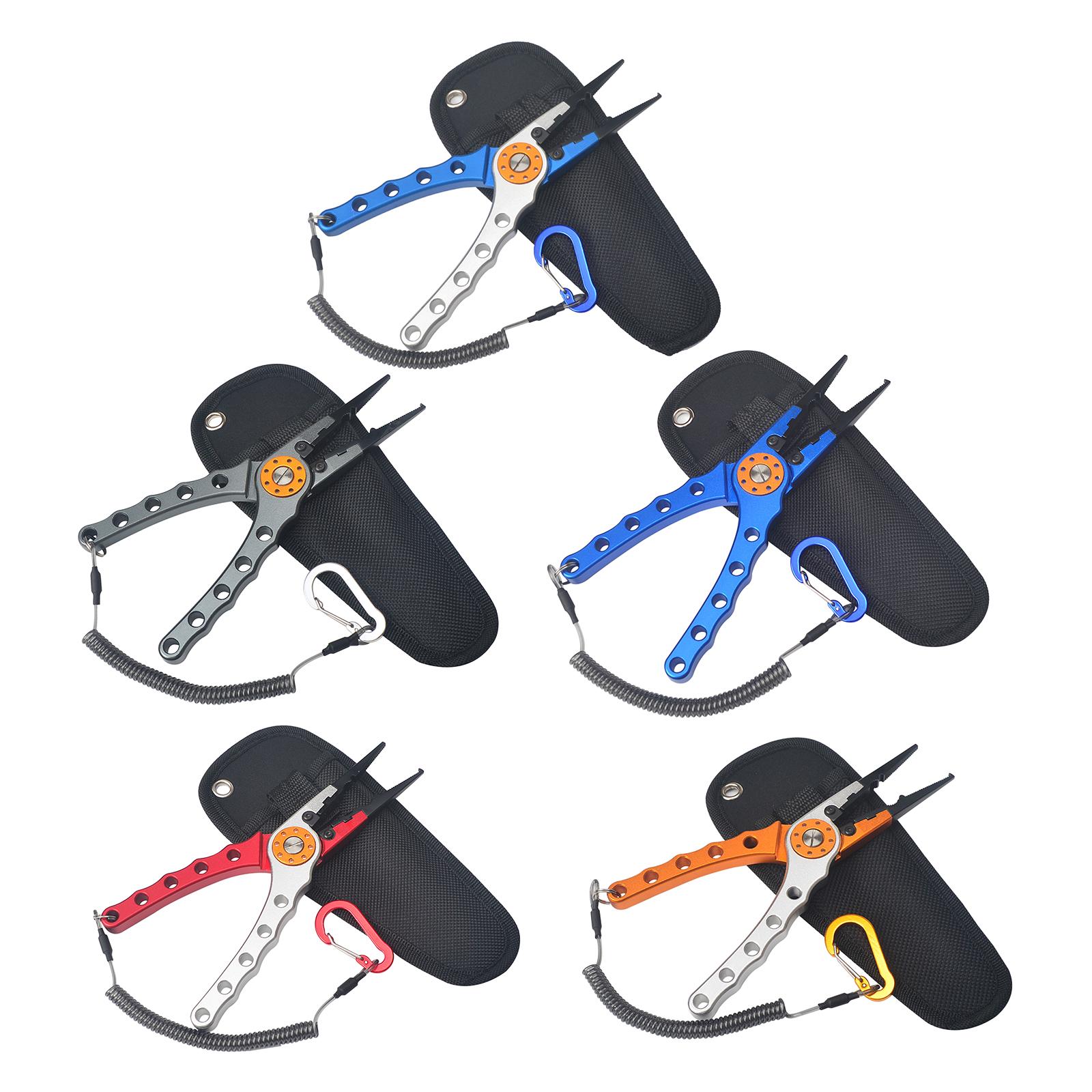 Aluminum Alloy Fishing Pliers Lightweight Fishing Tackle Pliers Braid Cutters, Equipped with Sheath and Lanyard