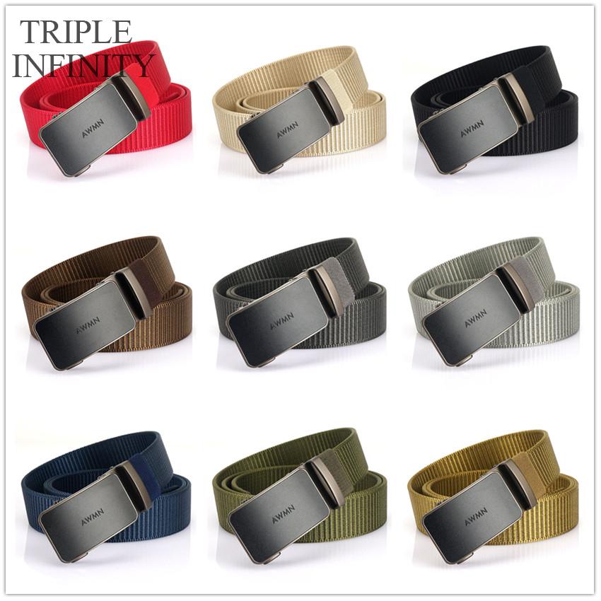 Thời Trang Nylon Thắt Lưng Nam 3.4Cm Chiều Rộng Kim Loại Khóa Tự Động Thể Thao Ngoài Trời Đa Chức Năng Chiến Thuật Thiết Kế Dây Lưng Nam Da Bò