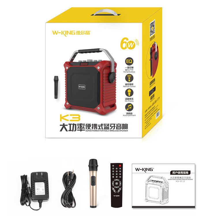 Loa bluetooth không dây Karaoke kèm Mic W-king K3 - Hàng Chính hãng