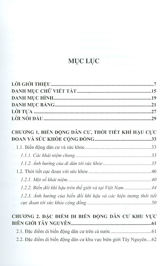 Di Biến Động Dân Số, Thời Tiết Khí Hậu Cực Đoan Và Sức Khỏe Cộng Đồng Biên Giới Tây Nguyên