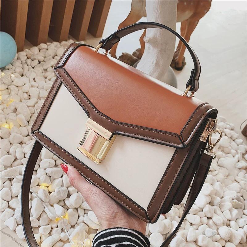 Túi xách tay đeo chéo nữ thời trang T50 phối 2 màu size 22x16x9cm