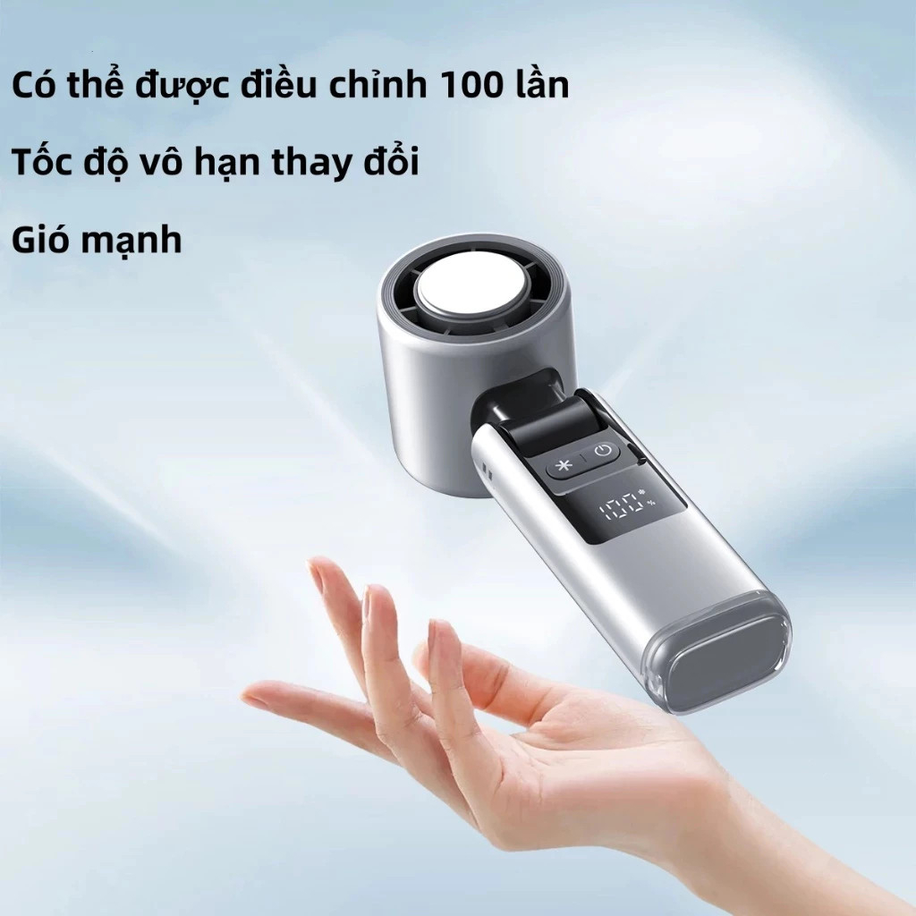 Quạt sạc mini Cầm Tay K801, sạc nhanh, màn hình LED - Quạt sò lạnh - Hàng chính hãng