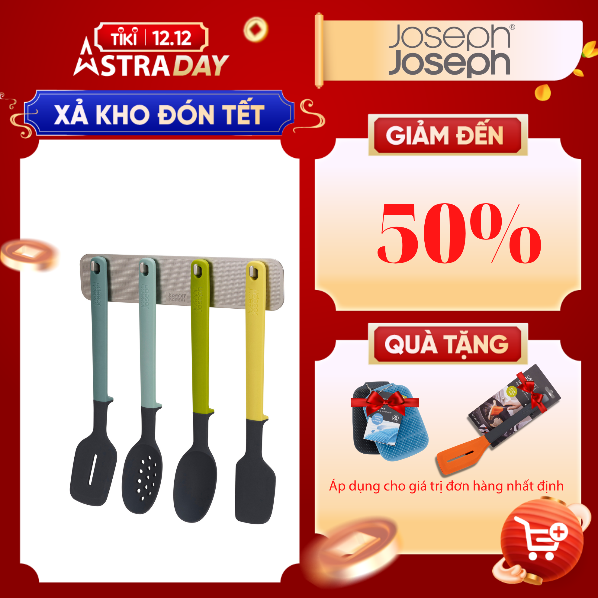 Bộ muỗng treo tường cao cấp Joseph Joseph 101782 - DoorStore Utensils 4-piece Set