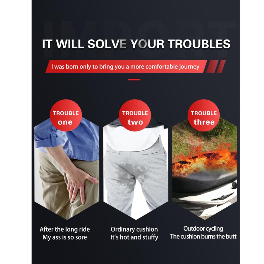 Universal Air Pad Motorcycle Seat Cushion Cover W/Air Pump 610 X 300 X 40mm