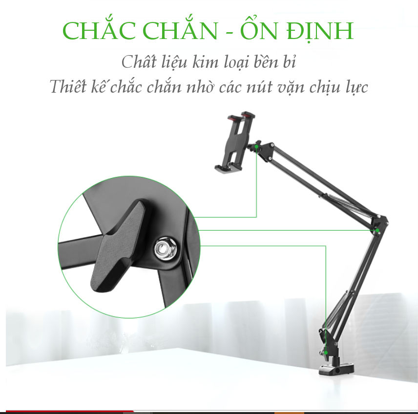 Hình ảnh Giá đỡ điện thoại, máy tính bảng kẹp cạnh bàn, giá sách... chất liệu kim loại, xoay góc 360 độ, 4-12.9 inch UGREEN LP142 50394 - Hãng chính hãng