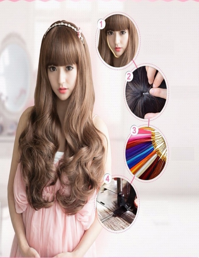 Tóc giả nữ mái ngang nâu vàng baby ADODA - TG35