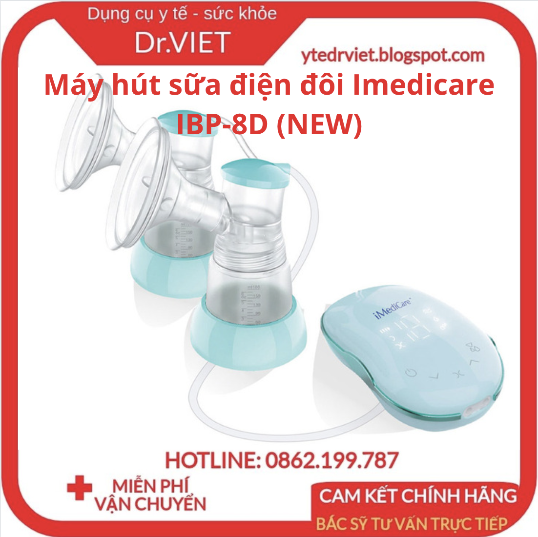 Máy hút sữa điện đôi Imedicare iBP-8D (NEW) (Hàng Chính Hãng)