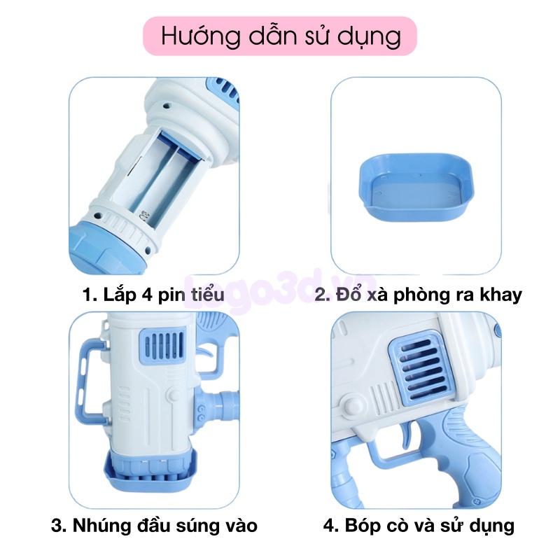 Đồ Chơi Súng Bắn Bong Bóng 36 Nòng Máy Bắn Bong Bóng Xà Phòng Loại Lớn Cho Bé ( Tặng Kèm Túi Đựng Dung Dịch)