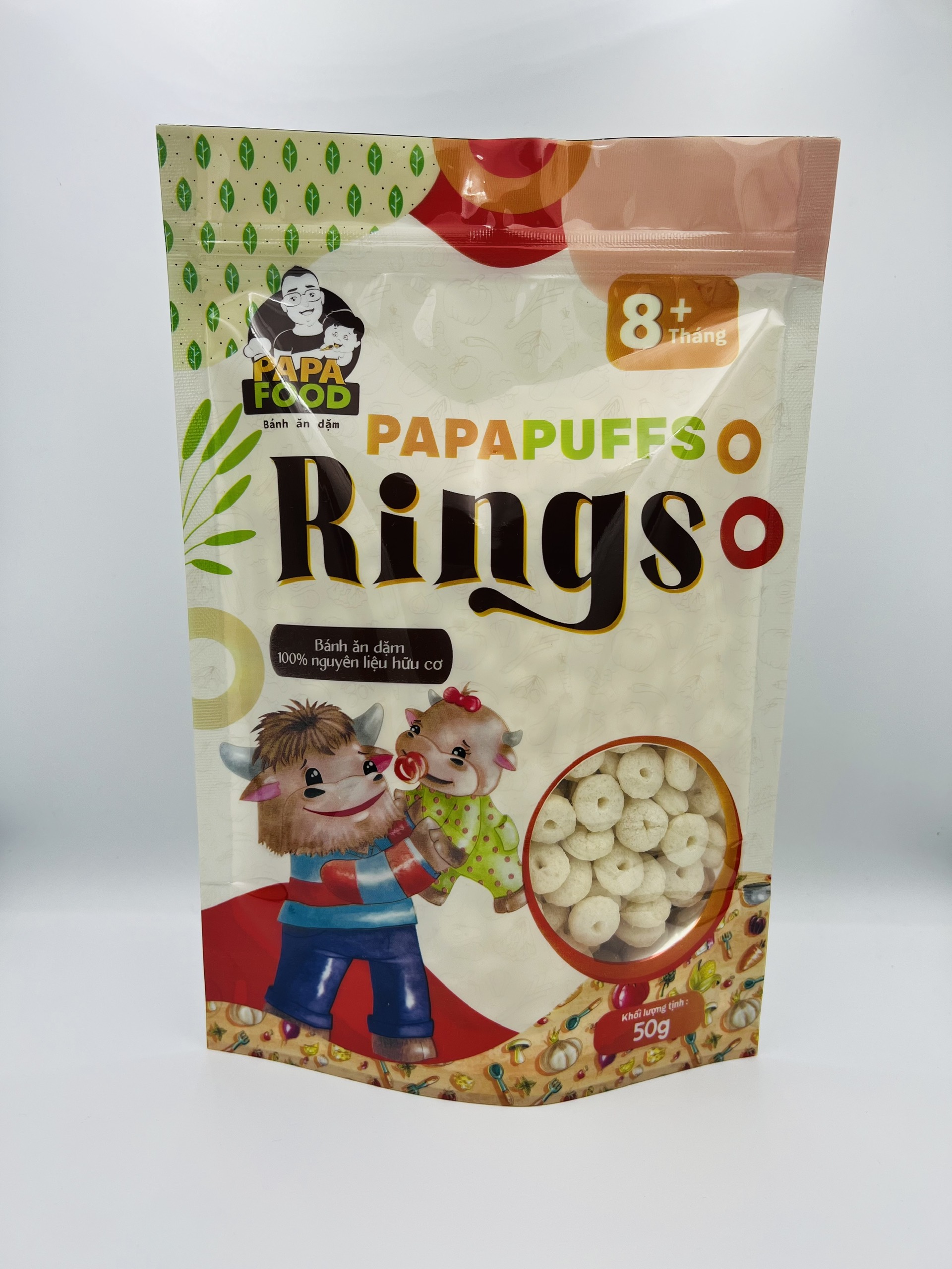 Bánh ăn dặm PAPAFOOD PAPAPUFFS RINGS - 100% Nguyên Liệu Hữu Cơ