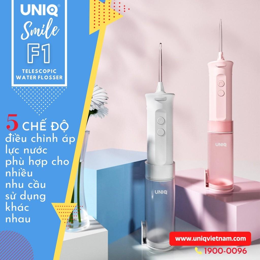 Tăm Nước Cầm Tay UNIQ Smile F1 Mini Siêu Nhỏ Động Cơ Nhật Bản Mabuchi Cao Cấp Máy Vệ Sinh Răng Miệng Xịt Rửa Làm Sạch Kẽ Niềng