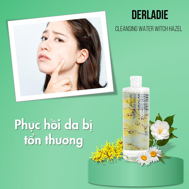 Combo Nước Tẩy Trang và Nước Hoa Hồng Cho Da Dầu Mụn Derladie (Cleansing Water Witch Hazel 500ml + Lavender Toner 500ml)